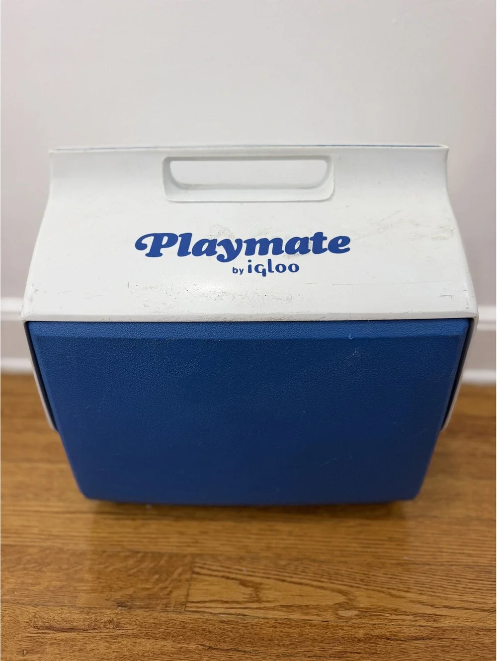 1980s Vintage Igloo Playmate Cooler Blue and White Ice Chest Large